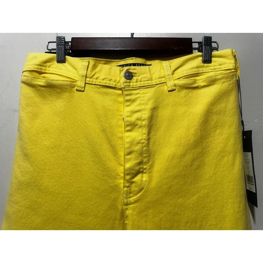 Veronica Beard Cynthia Crop Wide Leg Jeans Womens 30 Yellow Button Fly High Rise - Picture 15 of 15